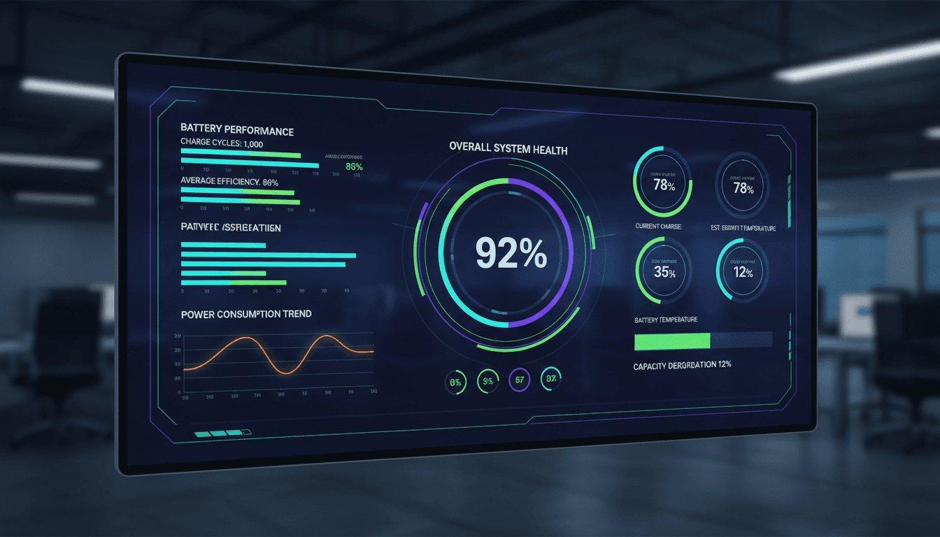 AI-powered battery analytics dashboard showing real-time performance data